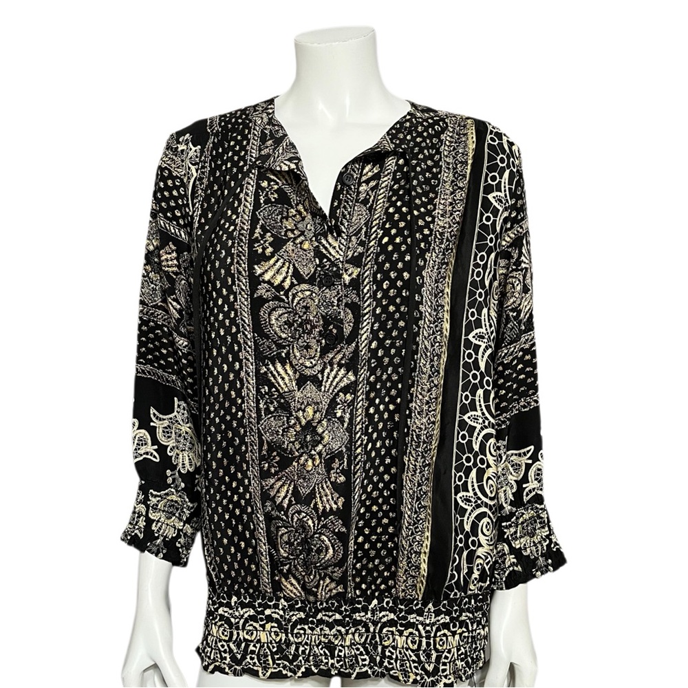 ⭐️Akiko 100% Silk Career Ruffle Hem Blouse Sz-Small